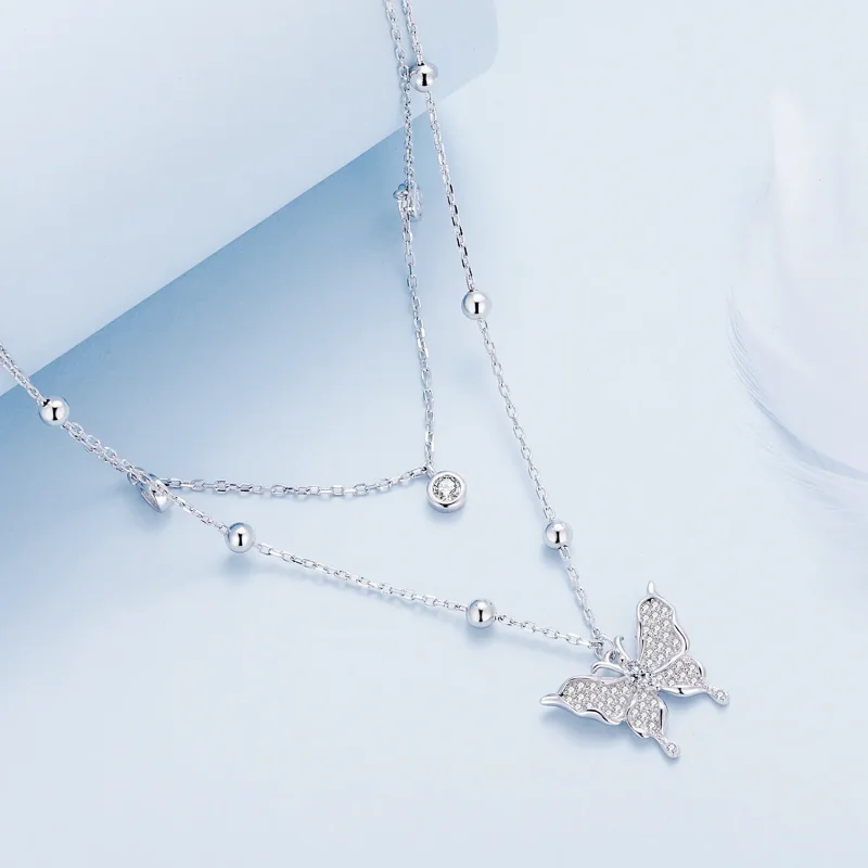 (image for) Pandora Style Double Chain Necklace - BSN308 - View 2