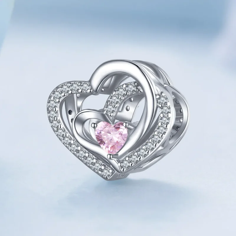 (image for) Pandora Style Double Heart Charm - BSC695 - View 2