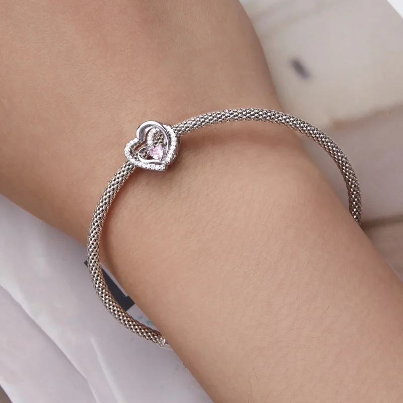 (image for) Pandora Style Double Heart Charm - BSC695 - View 6