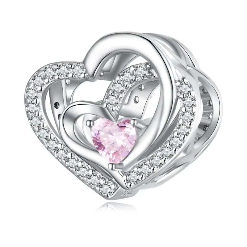 (image for) Pandora Style Double Heart Charm - BSC695 - Product Image