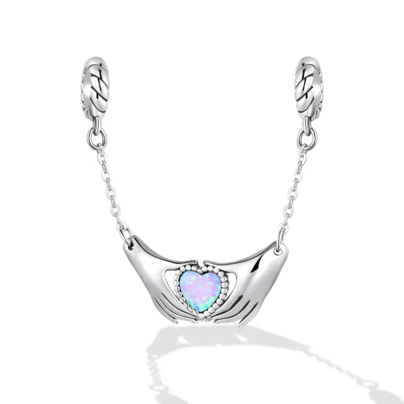 (image for) Pandora Style Family Heart Safety Chain - BSC597 - View 2