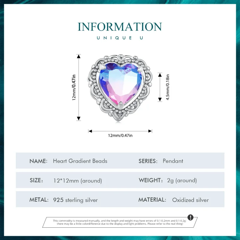 (image for) Pandora Style Forever my love Gradient Color Heart Charm - BSC830 - View 4