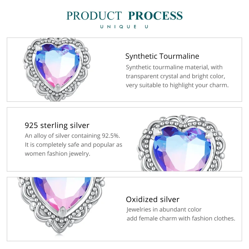 (image for) Pandora Style Forever my love Gradient Color Heart Charm - BSC830 - View 6