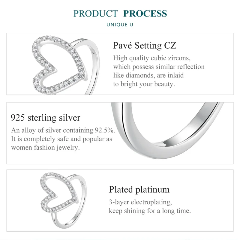 (image for) Pandora Style Freehand Heart Ring - BSR401 - View 3