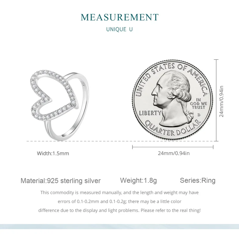 (image for) Pandora Style Freehand Heart Ring - BSR401 - View 5