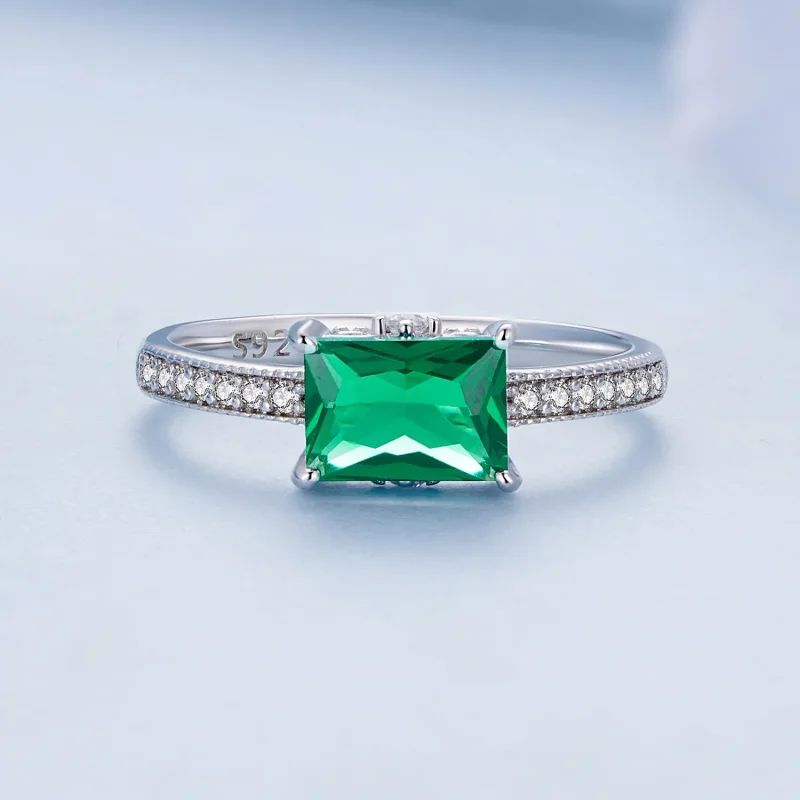 (image for) Pandora Style Green Stone Ring - BSR461 - View 3