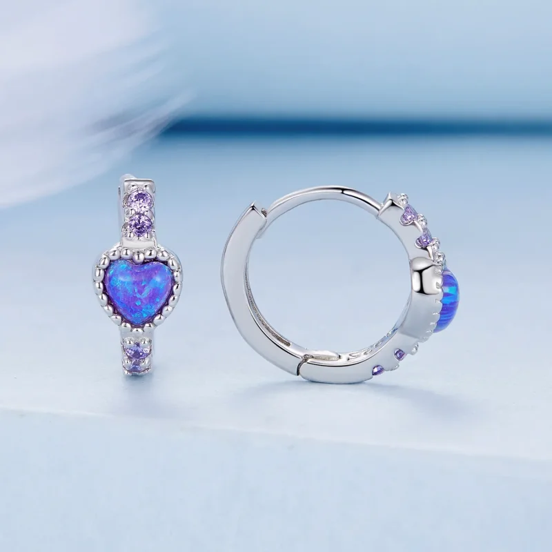 (image for) Pandora Style Heart Hoops - BSE865 - View 2