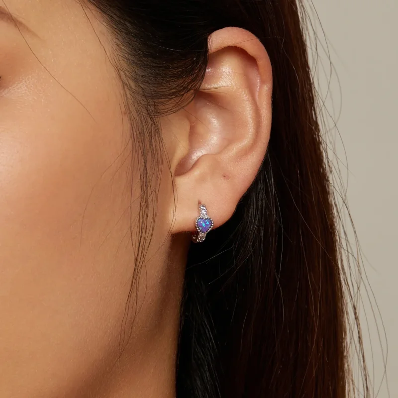 (image for) Pandora Style Heart Hoops - BSE865 - View 7