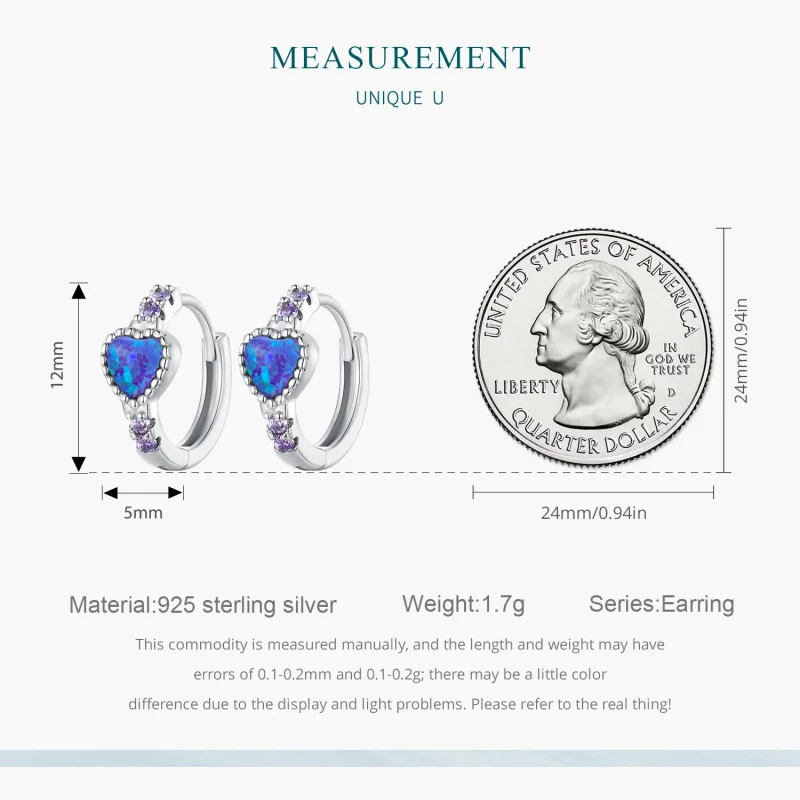 (image for) Pandora Style Heart Hoops - BSE865 - View 8