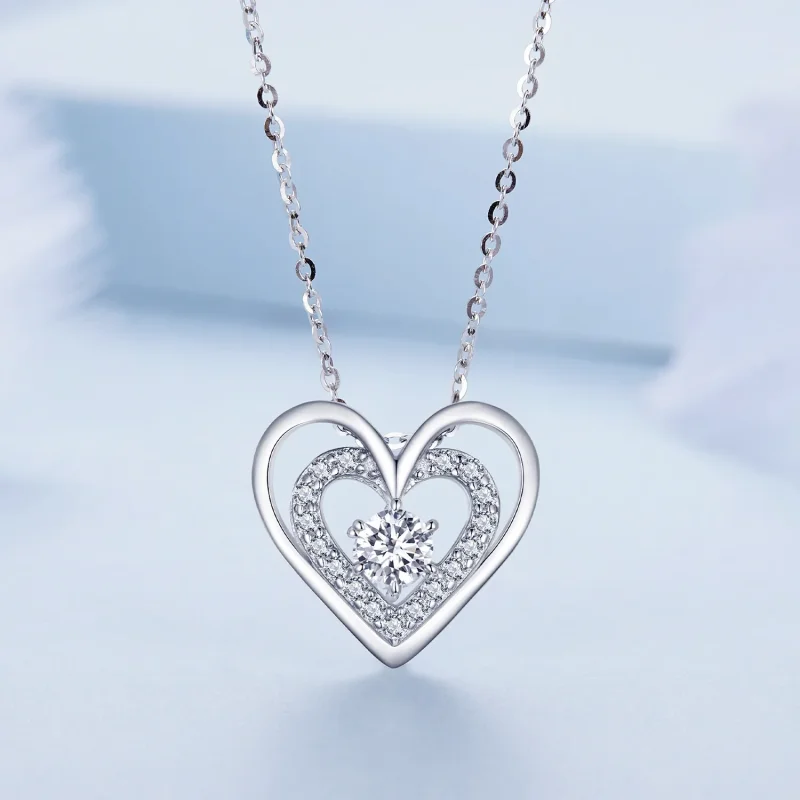 (image for) Pandora Style Heart Necklace - BSN342 - View 2