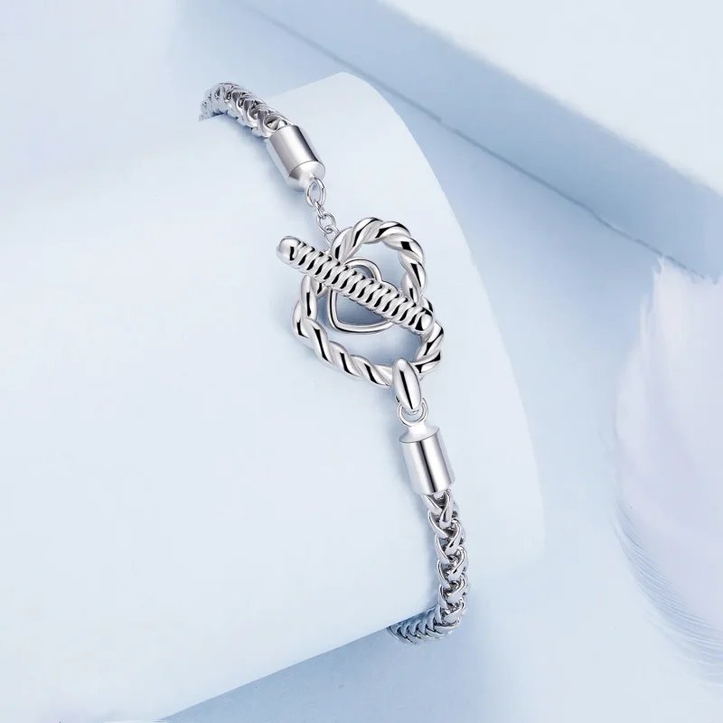 (image for) Pandora Style Heart T Bar Bracelet - BSB132 - View 2
