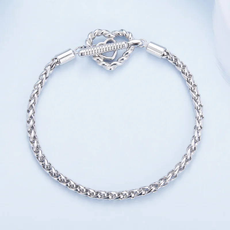 (image for) Pandora Style Heart T Bar Bracelet - BSB132 - View 3