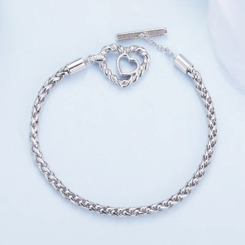 (image for) Pandora Style Heart T Bar Bracelet - BSB132 - View 4