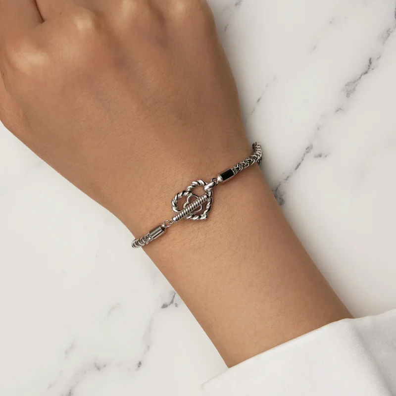 (image for) Pandora Style Heart T Bar Bracelet - BSB132 - View 6