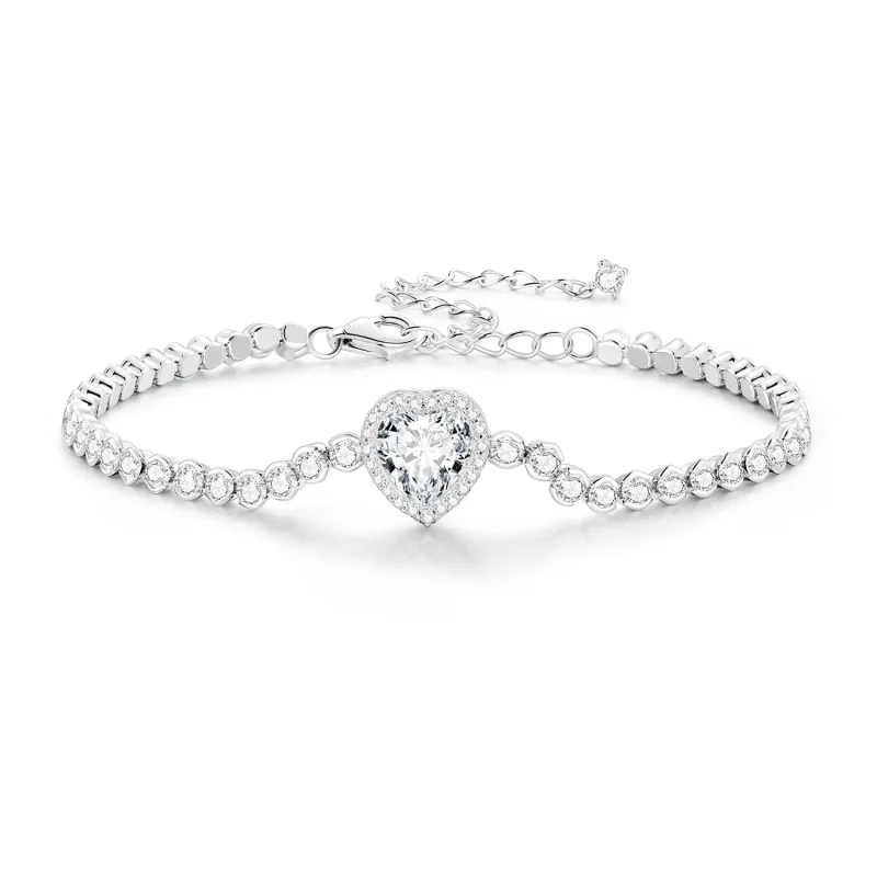 (image for) Pandora Style Heart Tennis Bracelet - BSB098 - View 3