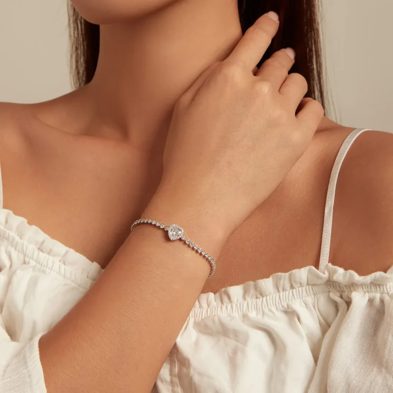 (image for) Pandora Style Heart Tennis Bracelet - BSB098 - View 5