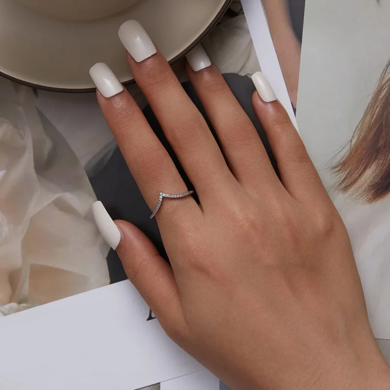 (image for) Pandora Style Heart Wishbone Ring - SCR856 - View 4