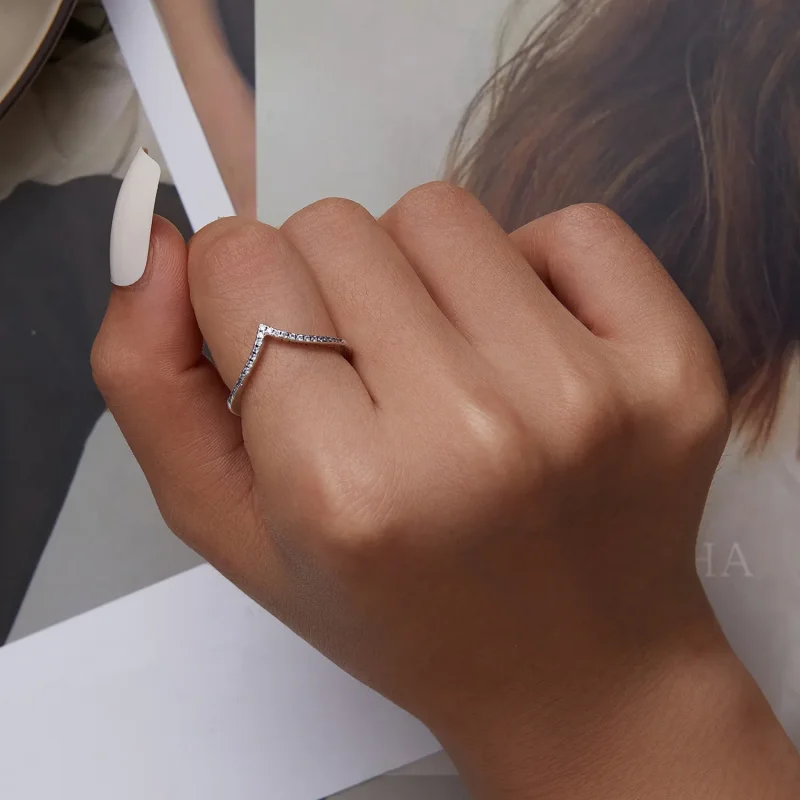 (image for) Pandora Style Heart Wishbone Ring - SCR856 - View 5