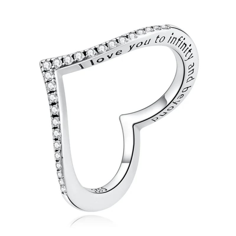 (image for) Pandora Style Heart Wishbone Ring - SCR856 - Product Image