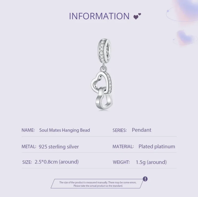 (image for) Pandora Style Interlocked Hearts Charm - SCC2455 - View 5