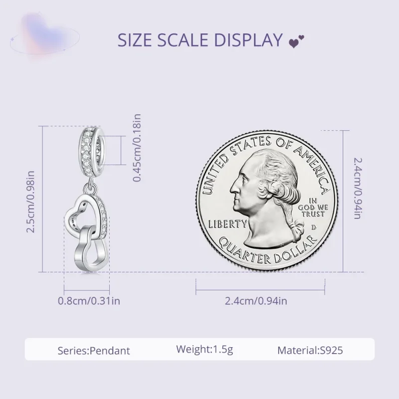 (image for) Pandora Style Interlocked Hearts Charm - SCC2455 - View 6