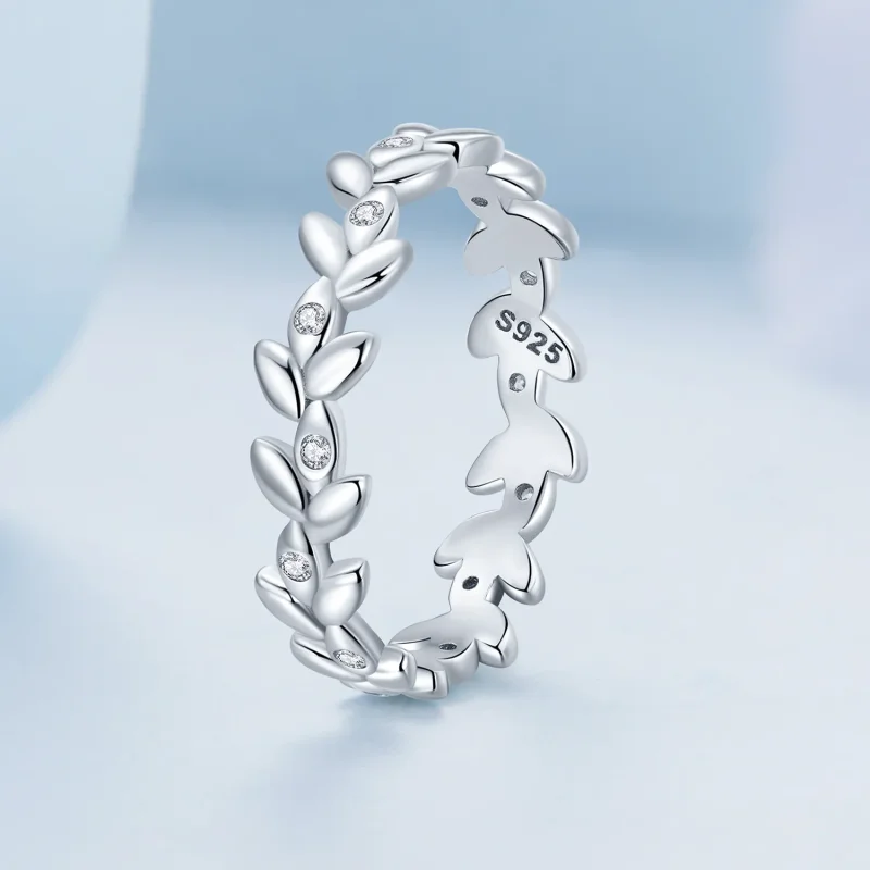 (image for) Pandora Style Leaf Ring - BSR306 - View 2