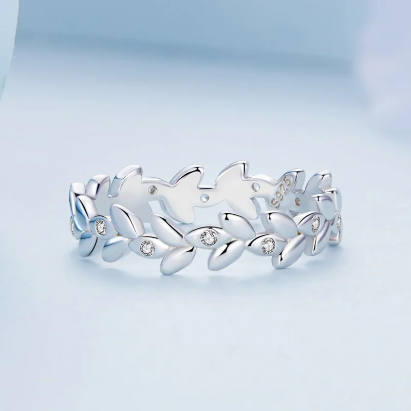 (image for) Pandora Style Leaf Ring - BSR306 - View 3