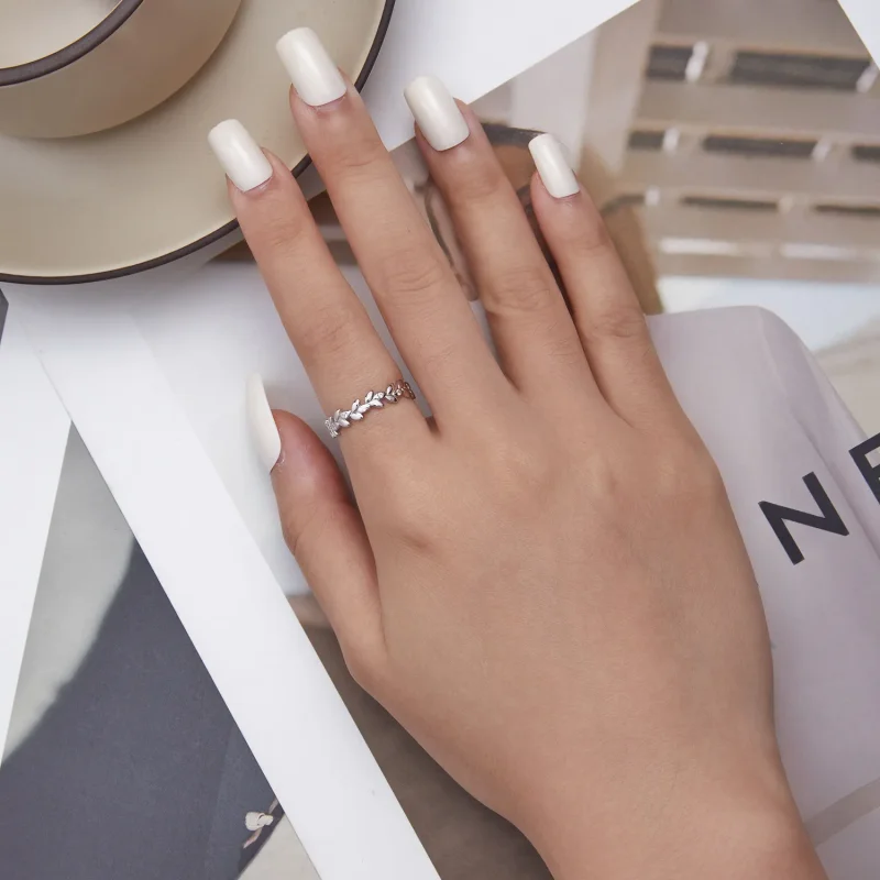 (image for) Pandora Style Leaf Ring - BSR306 - View 5