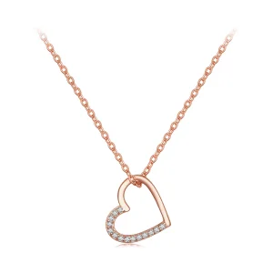 (image for) Pandora-style necklace adorned with a delicate rose gold heart pendant - SCN347-C