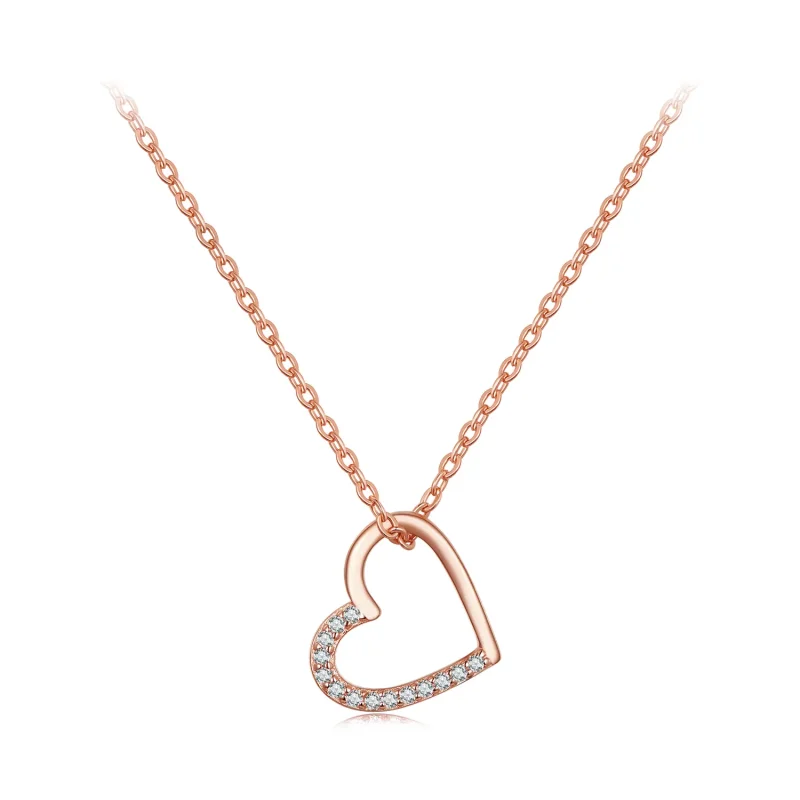 (image for) Pandora-style necklace adorned with a delicate rose gold heart pendant - SCN347-C - Product Image