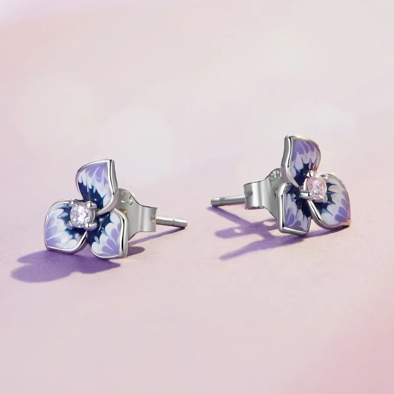 (image for) Pandora-style Pansy Earrings - BSE860 - View 3