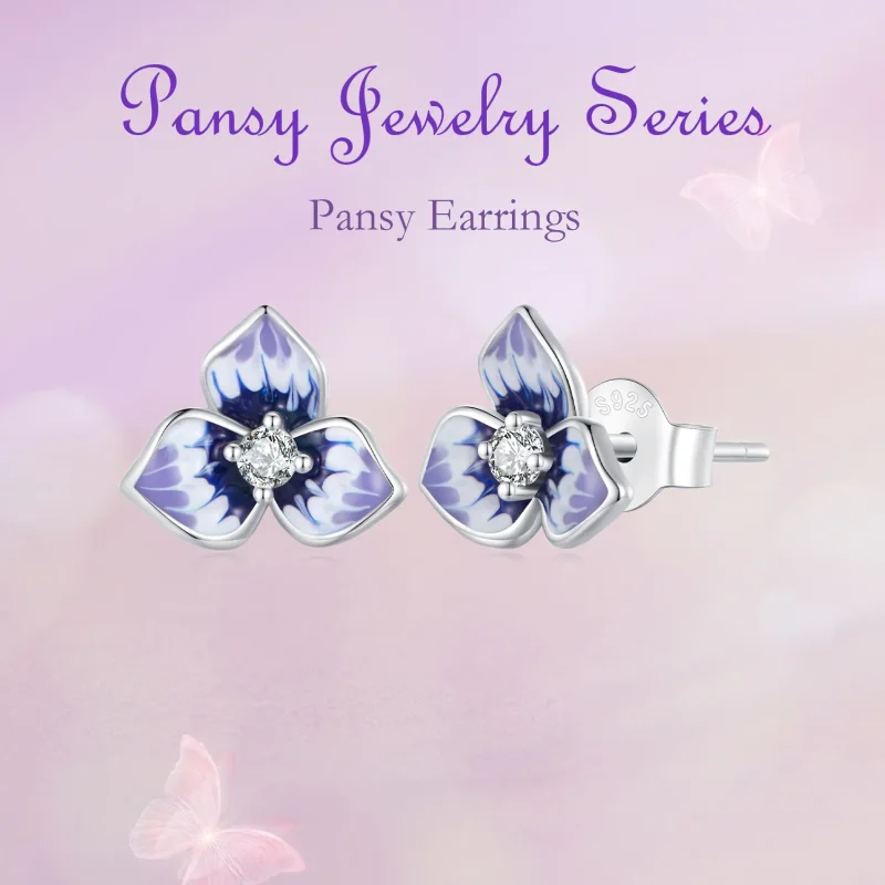 (image for) Pandora-style Pansy Earrings - BSE860 - View 6