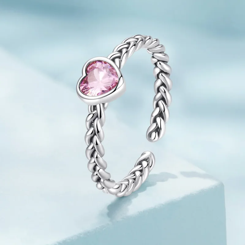 (image for) Pandora Style Pink Heart Ring - SCR865 - View 2