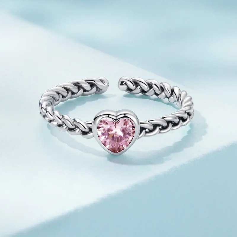 (image for) Pandora Style Pink Heart Ring - SCR865 - View 3