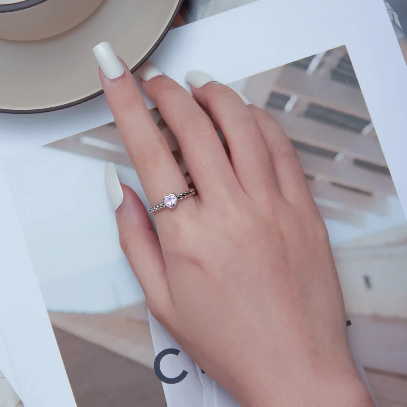 (image for) Pandora Style Pink Heart Ring - SCR865 - View 5