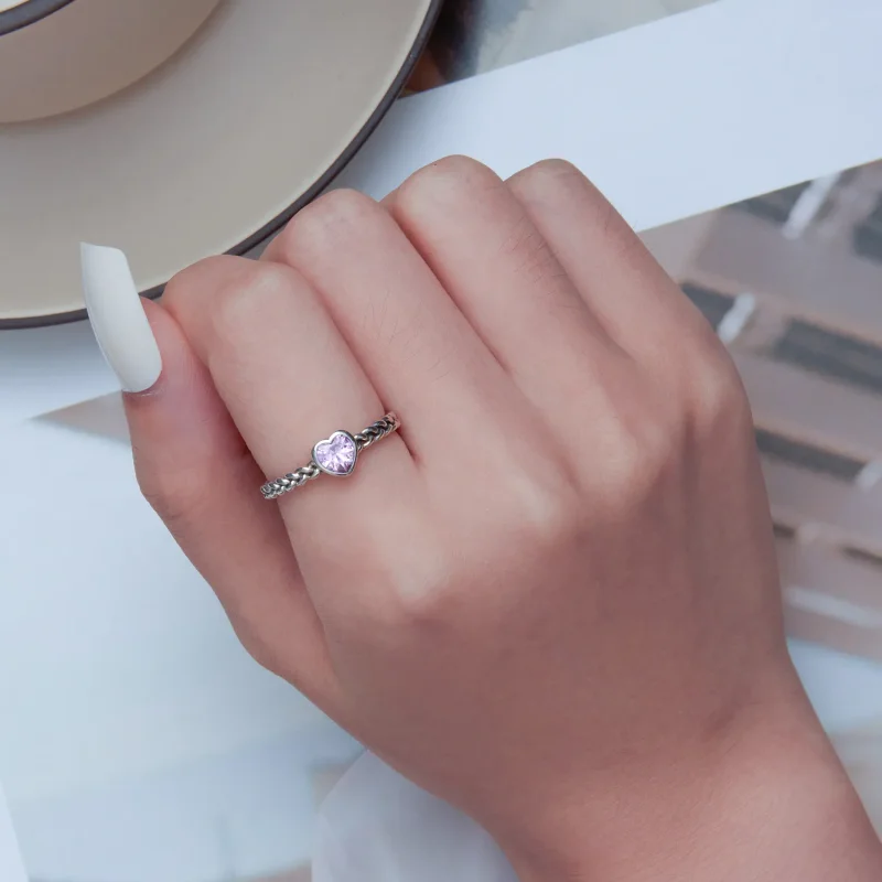 (image for) Pandora Style Pink Heart Ring - SCR865 - View 6