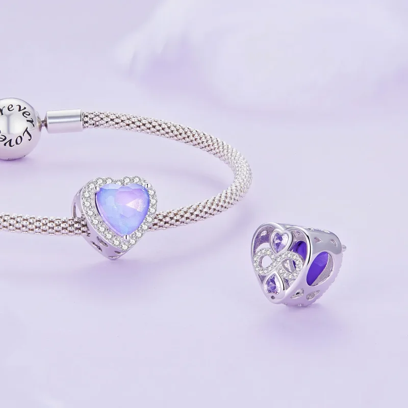 (image for) Pandora Style Purple Heart Charm - SCC2453 - View 4
