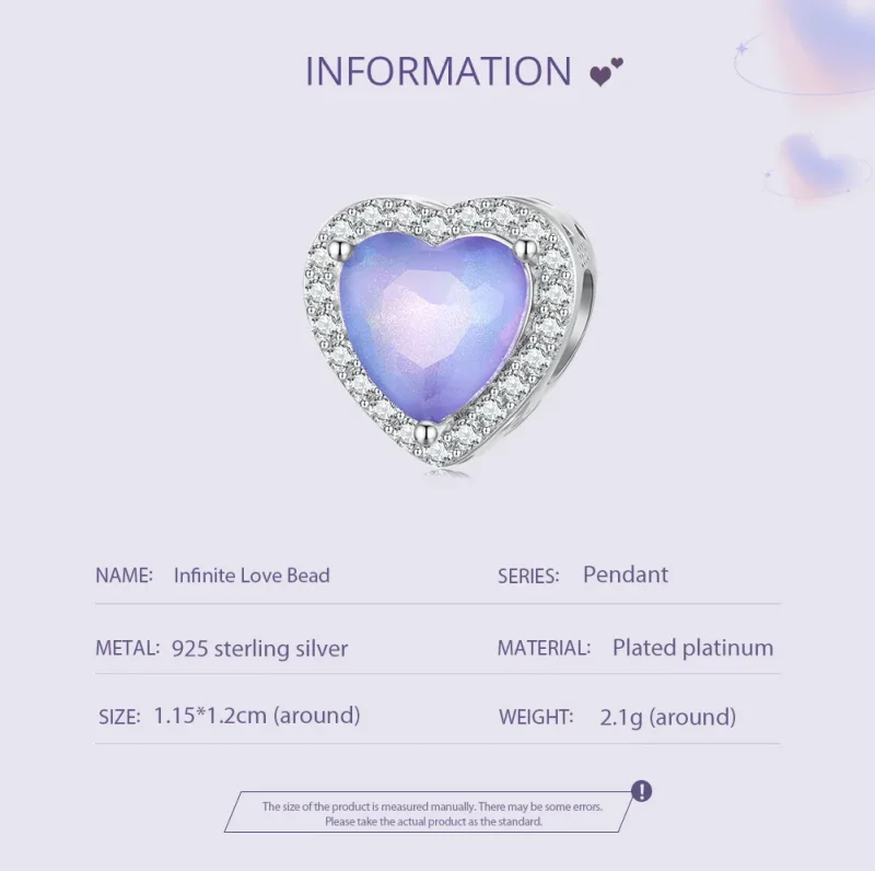 (image for) Pandora Style Purple Heart Charm - SCC2453 - View 5