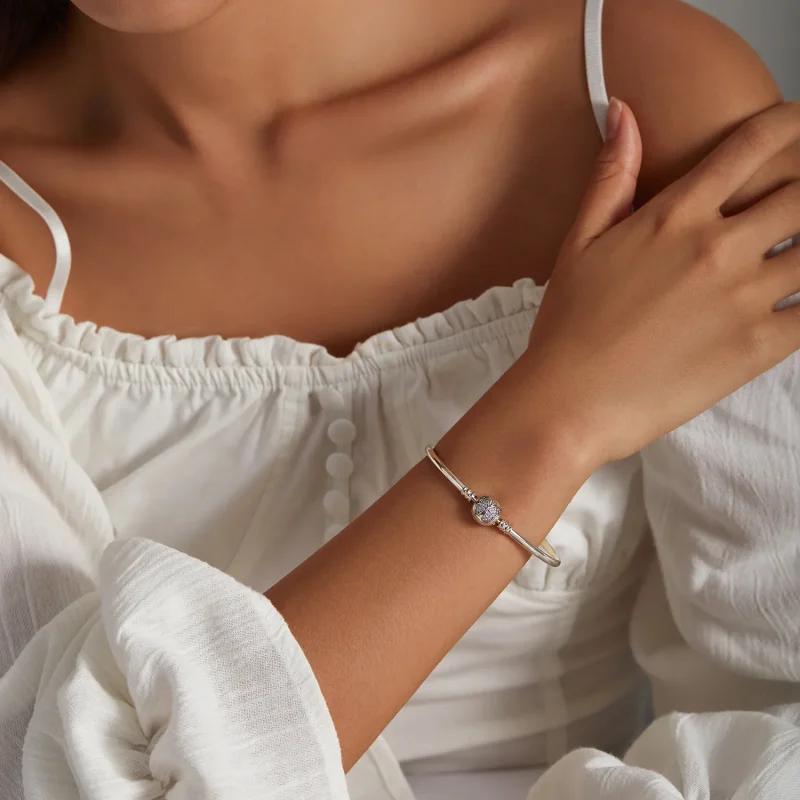 (image for) Pandora Style Silver Bangle - BSB084 - View 6