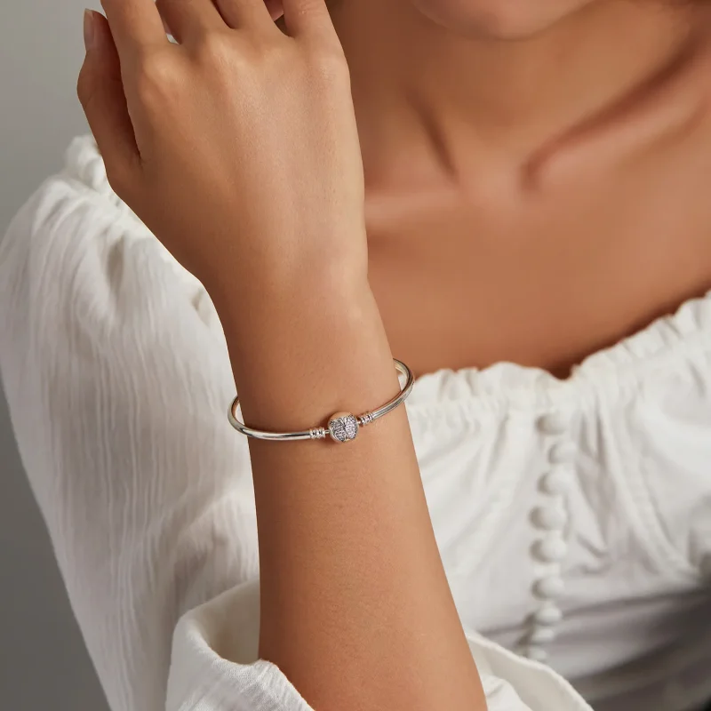 (image for) Pandora Style Silver Bangle - BSB084 - View 7