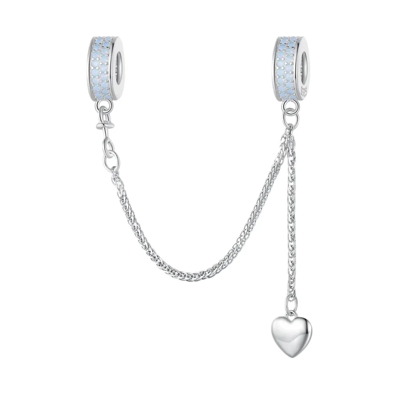 (image for) Pandora Style Silver Heart Safety Chain - BSC795 - Product Image