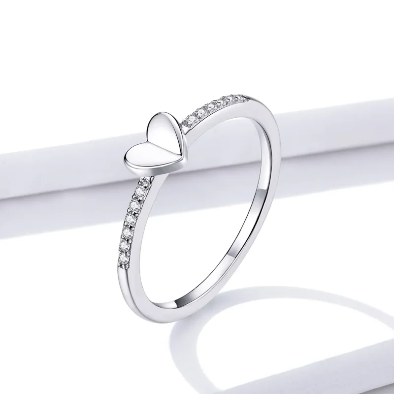 (image for) Pandora Style Sparkle And Hearts Ring - BSR121 - View 2