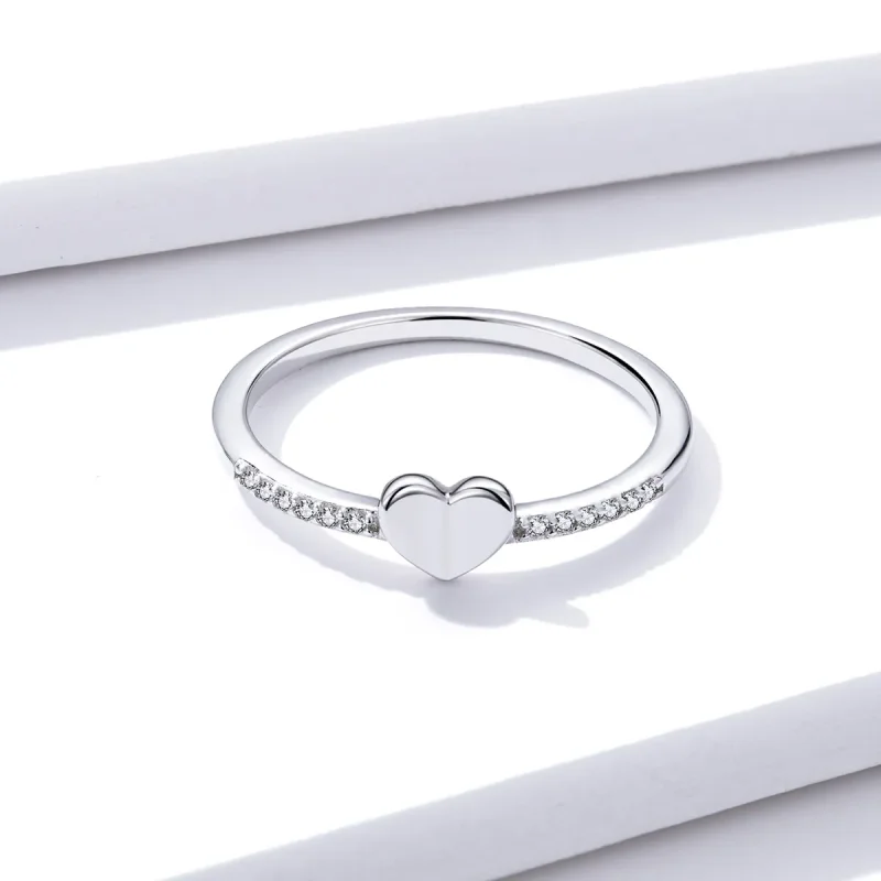 (image for) Pandora Style Sparkle And Hearts Ring - BSR121 - View 3