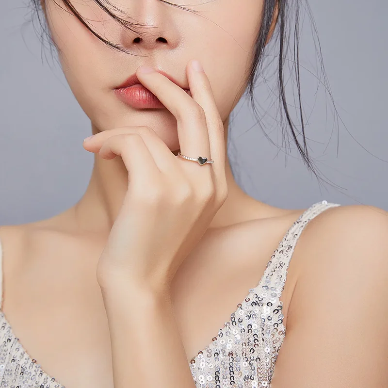 (image for) Pandora Style Sparkle And Hearts Ring - BSR121 - View 8