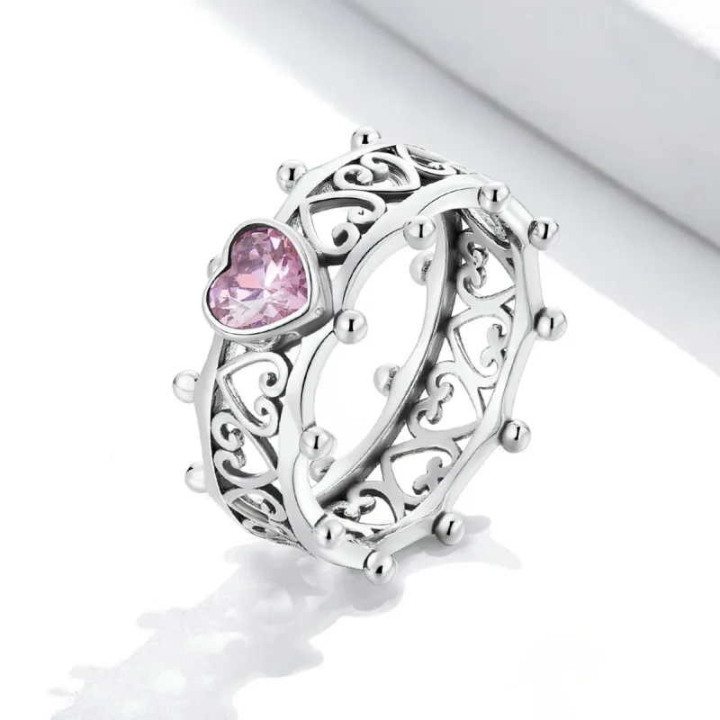(image for) Pandora Style Sparkling Heart Ring - SCR788 - View 2