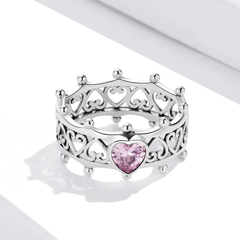 (image for) Pandora Style Sparkling Heart Ring - SCR788 - View 3