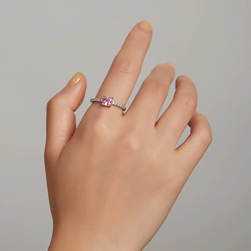 (image for) Pandora Style Square Sparkle Halo Ring - BSR191 - View 6