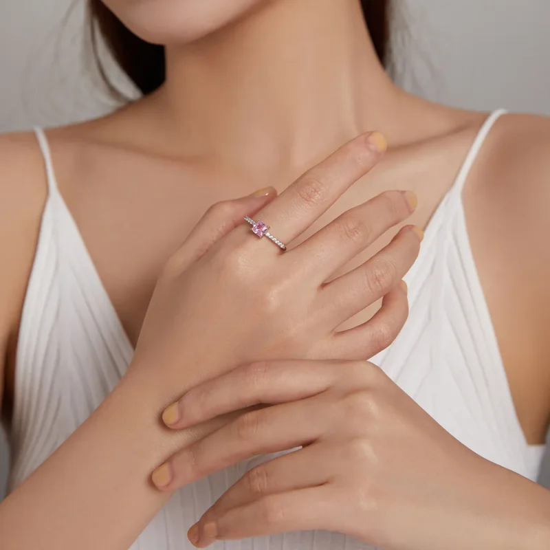 (image for) Pandora Style Square Sparkle Halo Ring - BSR191 - View 7