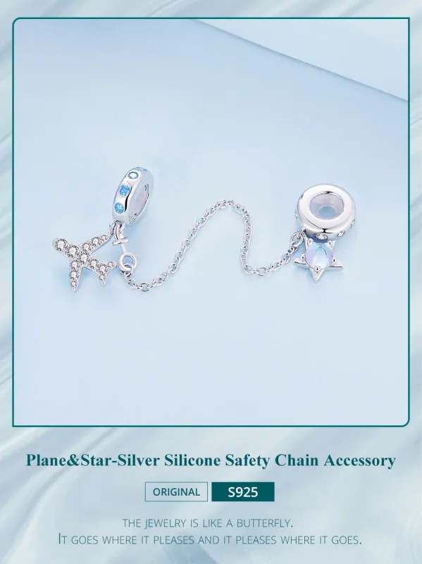 (image for) Pandora Style Stars and Galaxy Safety Chain - BSC738 - View 2