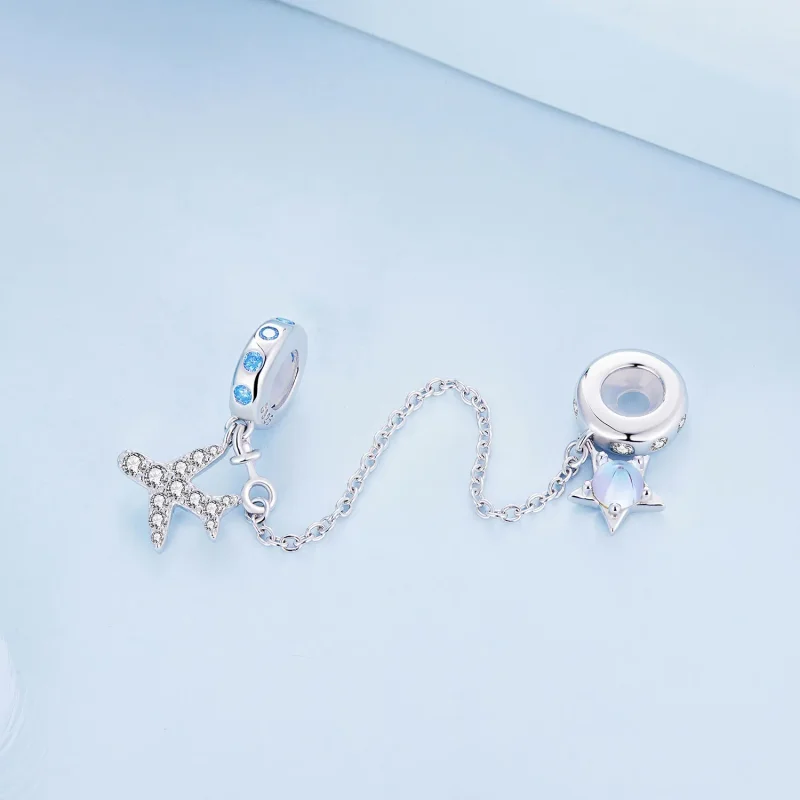 (image for) Pandora Style Stars and Galaxy Safety Chain - BSC738 - View 3